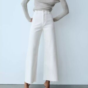 White Zara Wide Leg Denim Pant